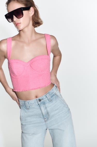 Image 0 of TEXTURED BUSTIER TOP from Zara