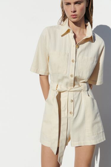 Image 0 of BELTED SHORT JUMPSUIT from Zara