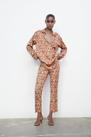 Image 0 of MINI FLARE PRINTED TROUSERS from Zara