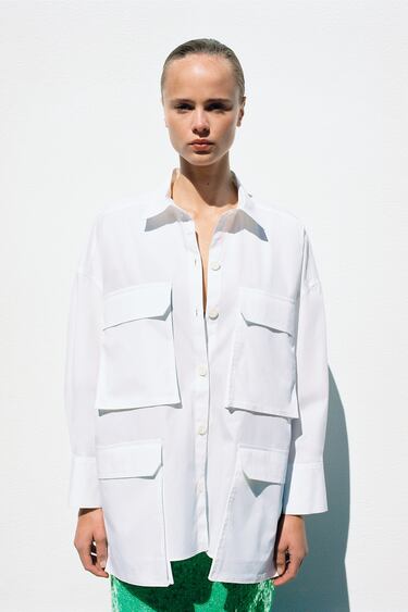Image 0 of POPLIN SHIRT WITH PATCH POCKETS from Zara