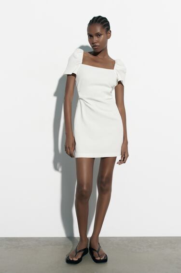 Image 0 of LINEN BLEND SHORT DRESS from Zara