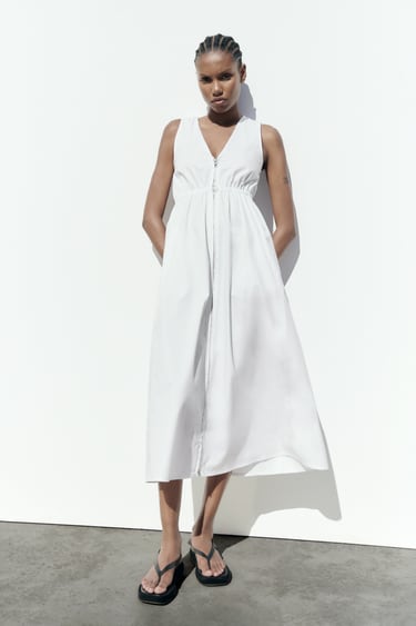 Image 0 of POPLIN DRESS WITH ZIP from Zara