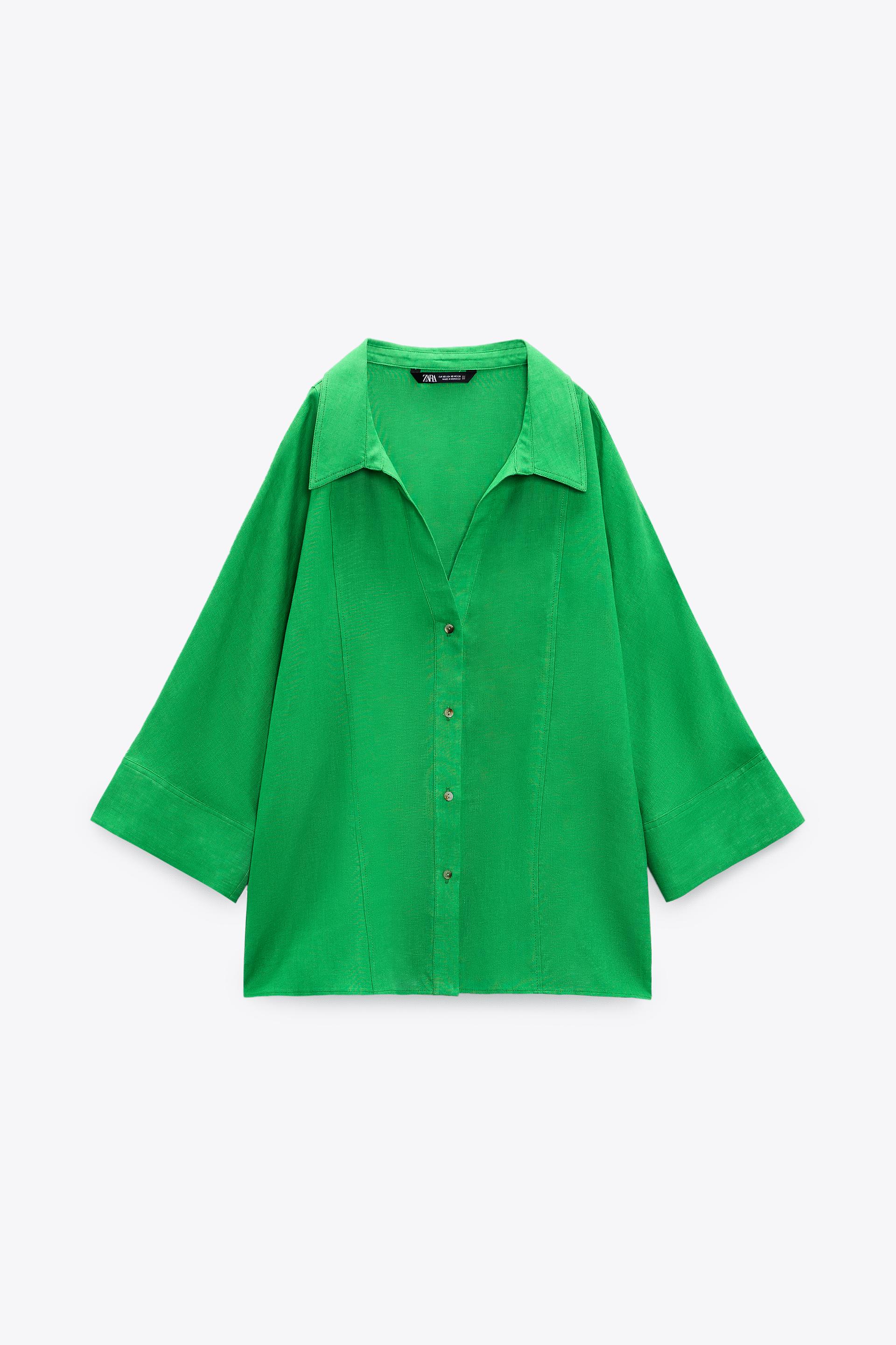 Green oversized shirt zara Clearance