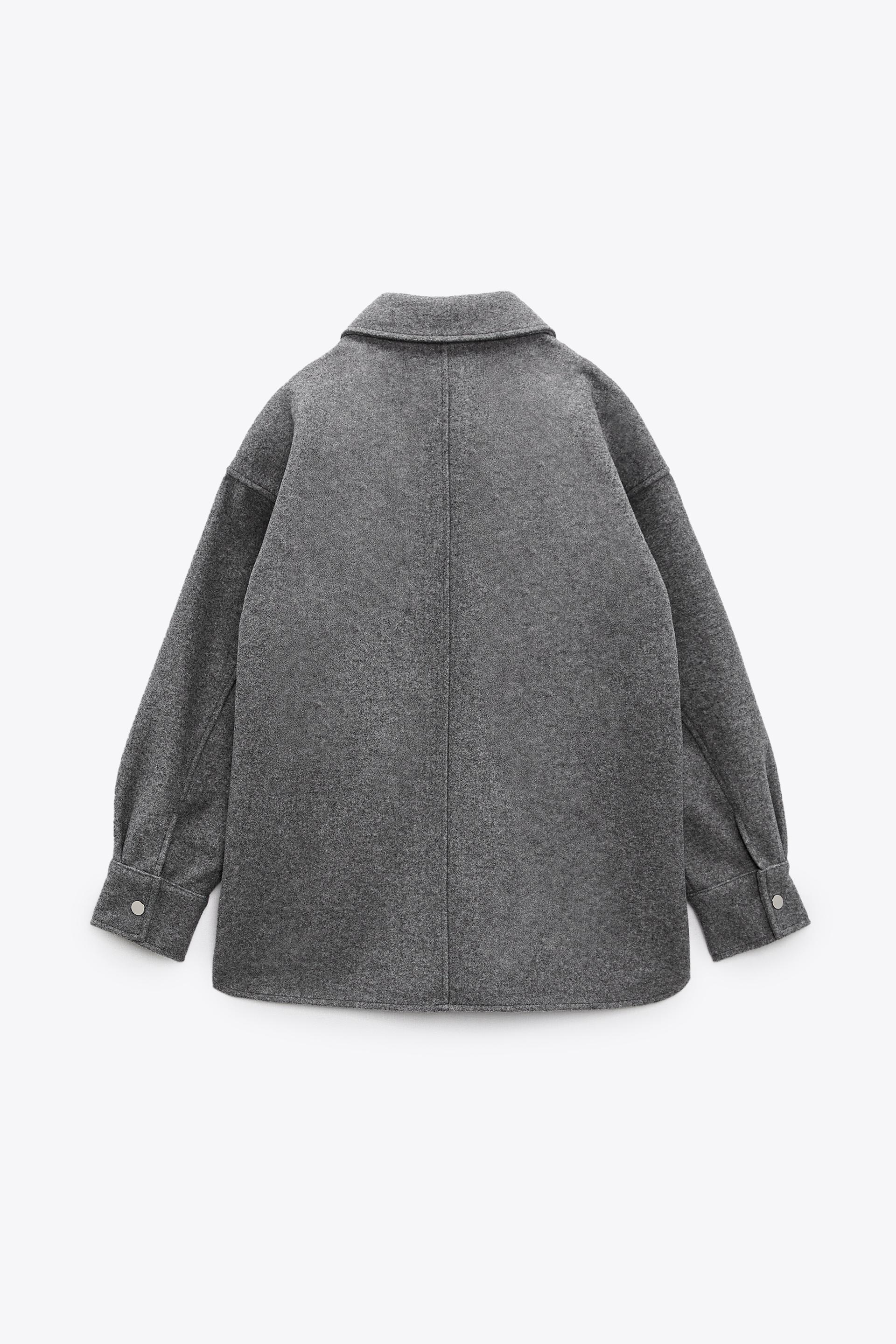 メタルボタン プラッシュ シャツジャケット - グレー | ZARA Japan / 日本