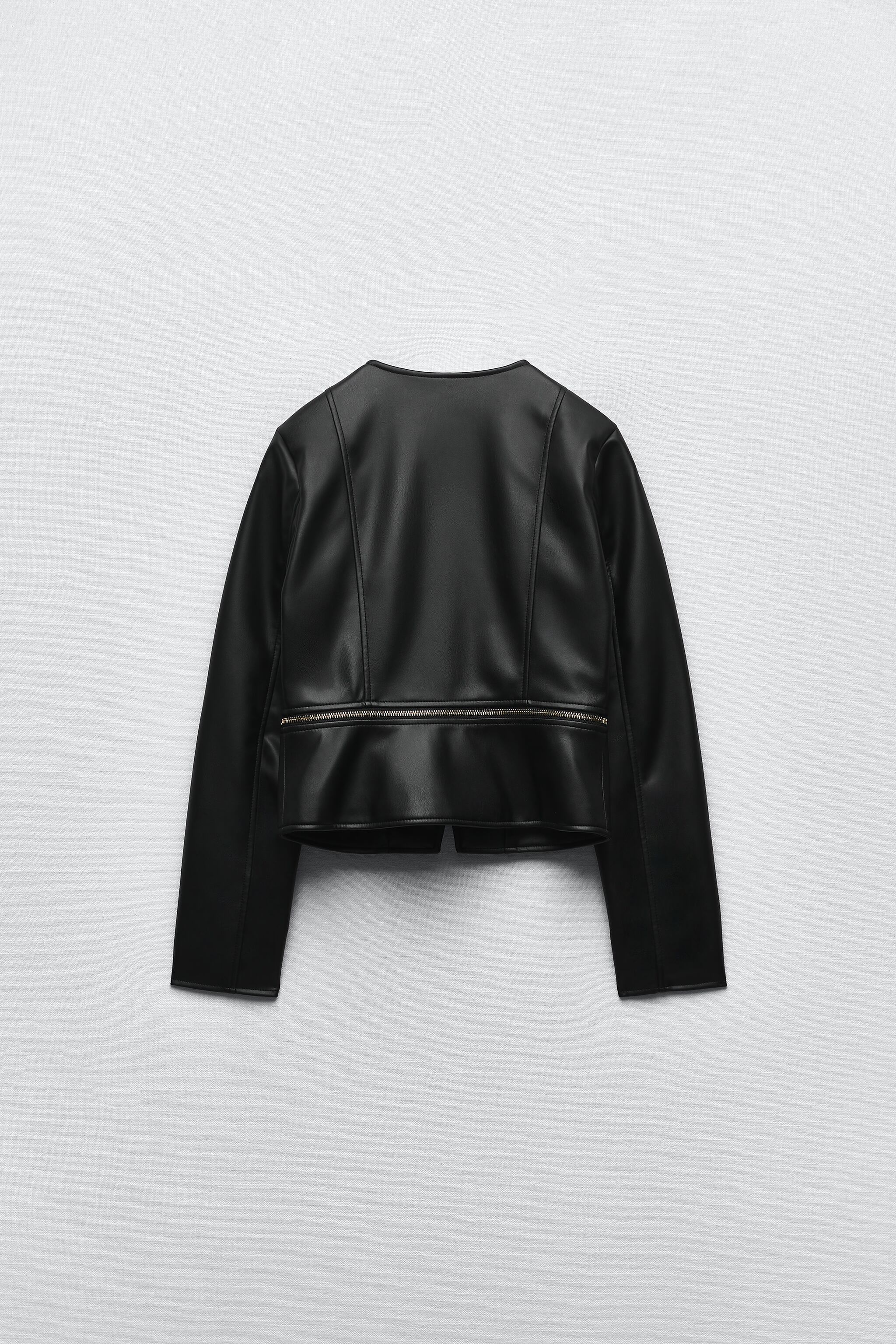 FAUX LEATHER ZIPPERED JACKET
