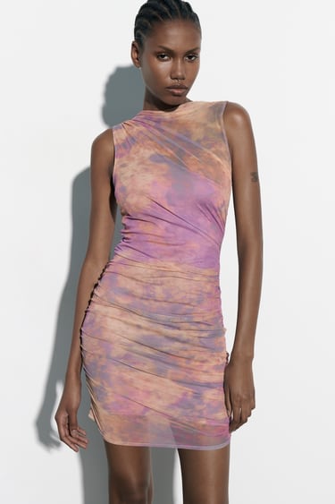 Image 0 of SHORT TULLE DRESS WITH PRINT from Zara