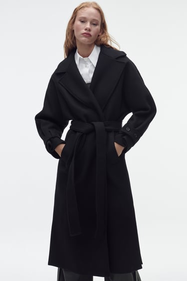 Image 0 of BELTED WOOL COAT from Zara