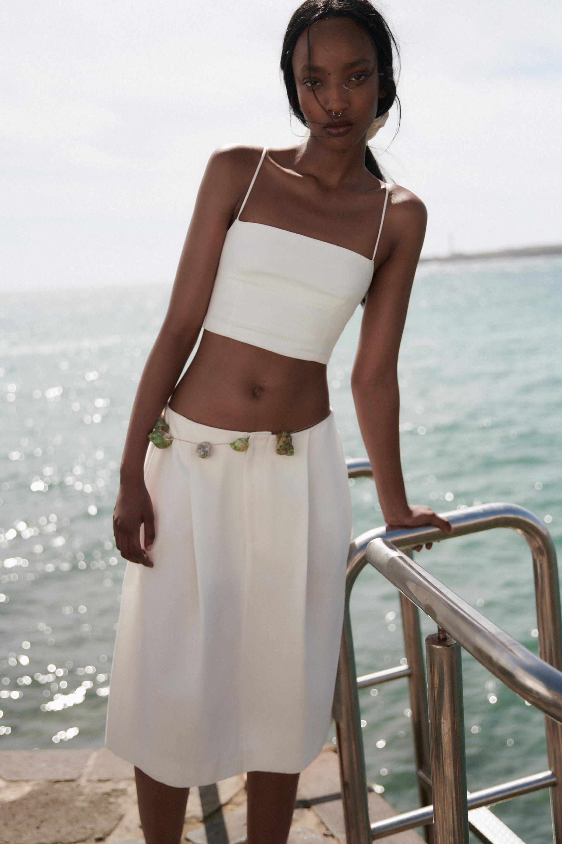 Zara white crop top Clearance