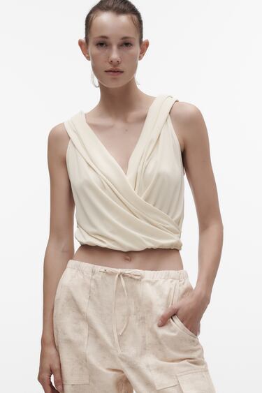 Image 0 of SURPLICE TOP WITH HOOD from Zara