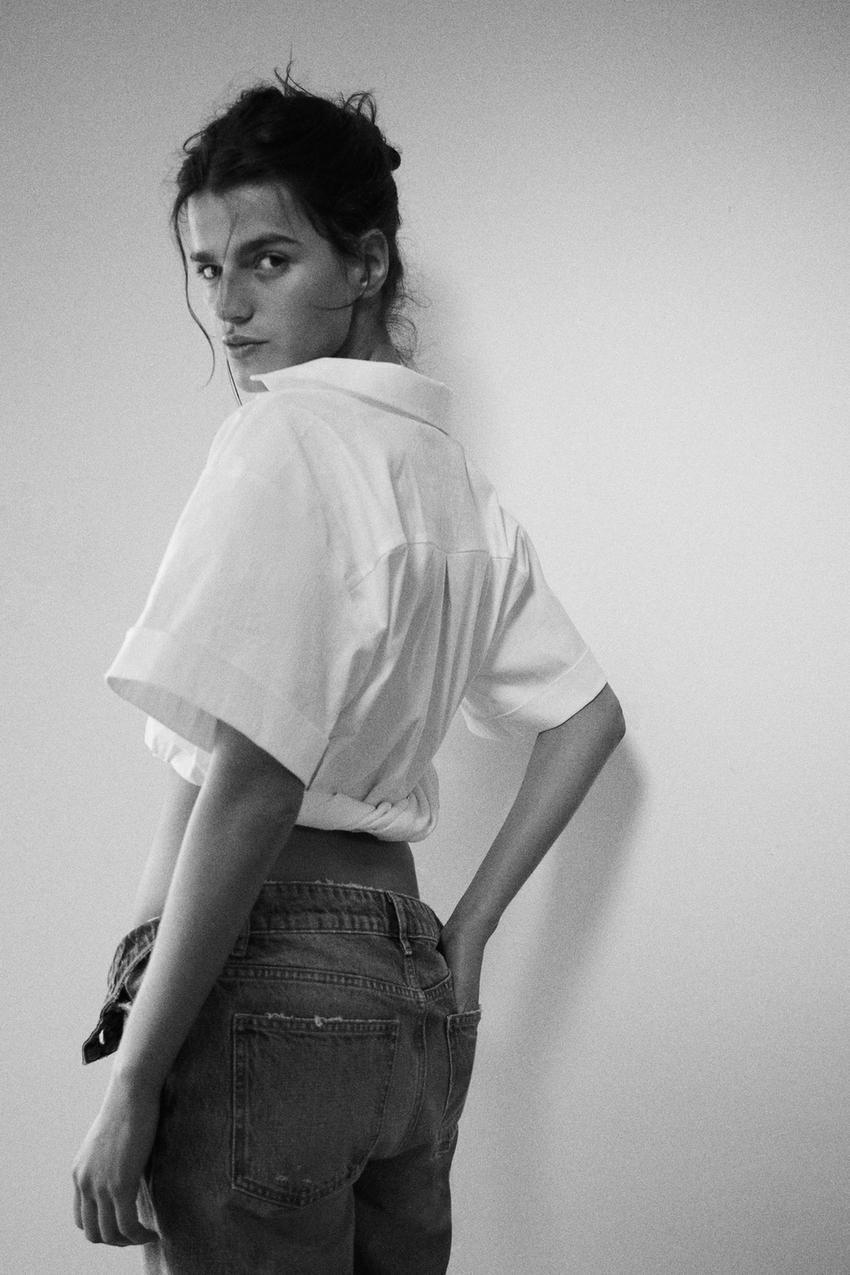 Zara linen crop shirt Clearance