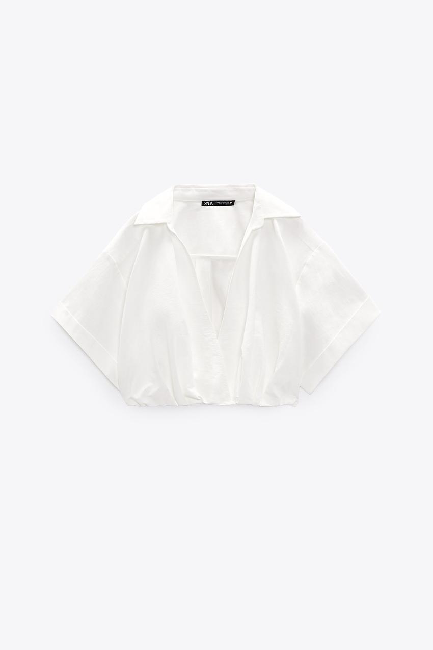 Zara linen crop shirt Clearance