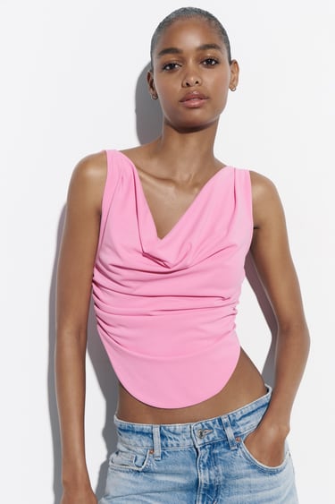 Image 0 of DRAPED CROP TOP from Zara
