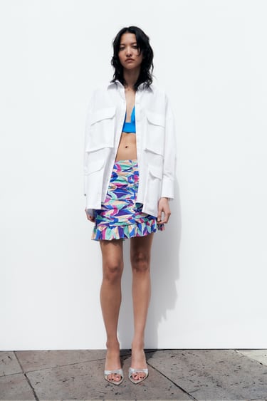 Image 0 of RUCHED PRINTED MINI SKIRT from Zara