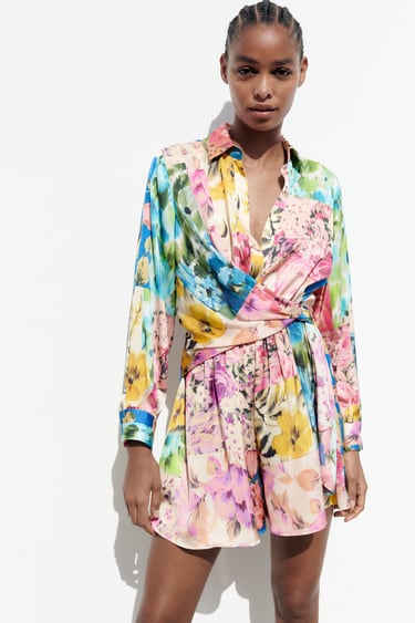 Image 0 of PATCHWORK PRINT JUMPSUIT from Zara