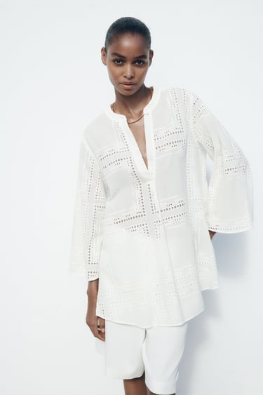 Image 0 of OVERSIZE TUNIC WITH CUTWORK EMBROIDERY from Zara