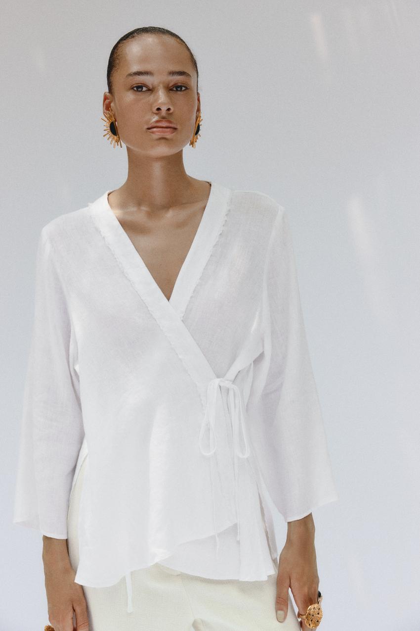 Zara white wrap blouse Clearance