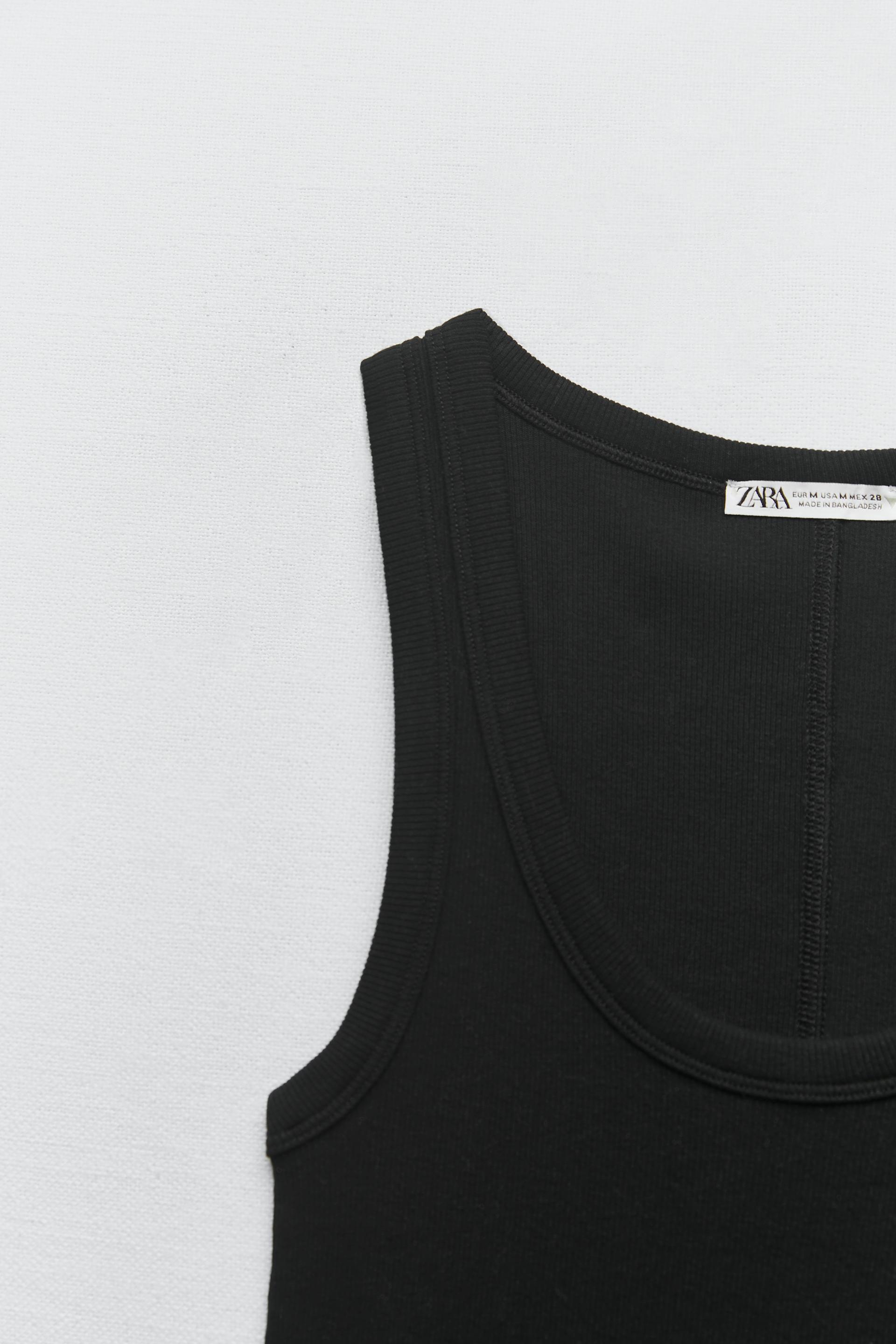 Zara black ribbed tank top Outlet