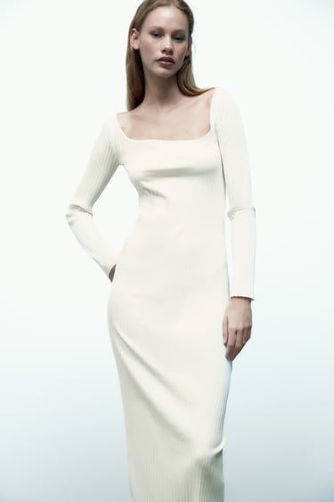 Image 0 of ASYMMETRIC RIB DRESS from Zara