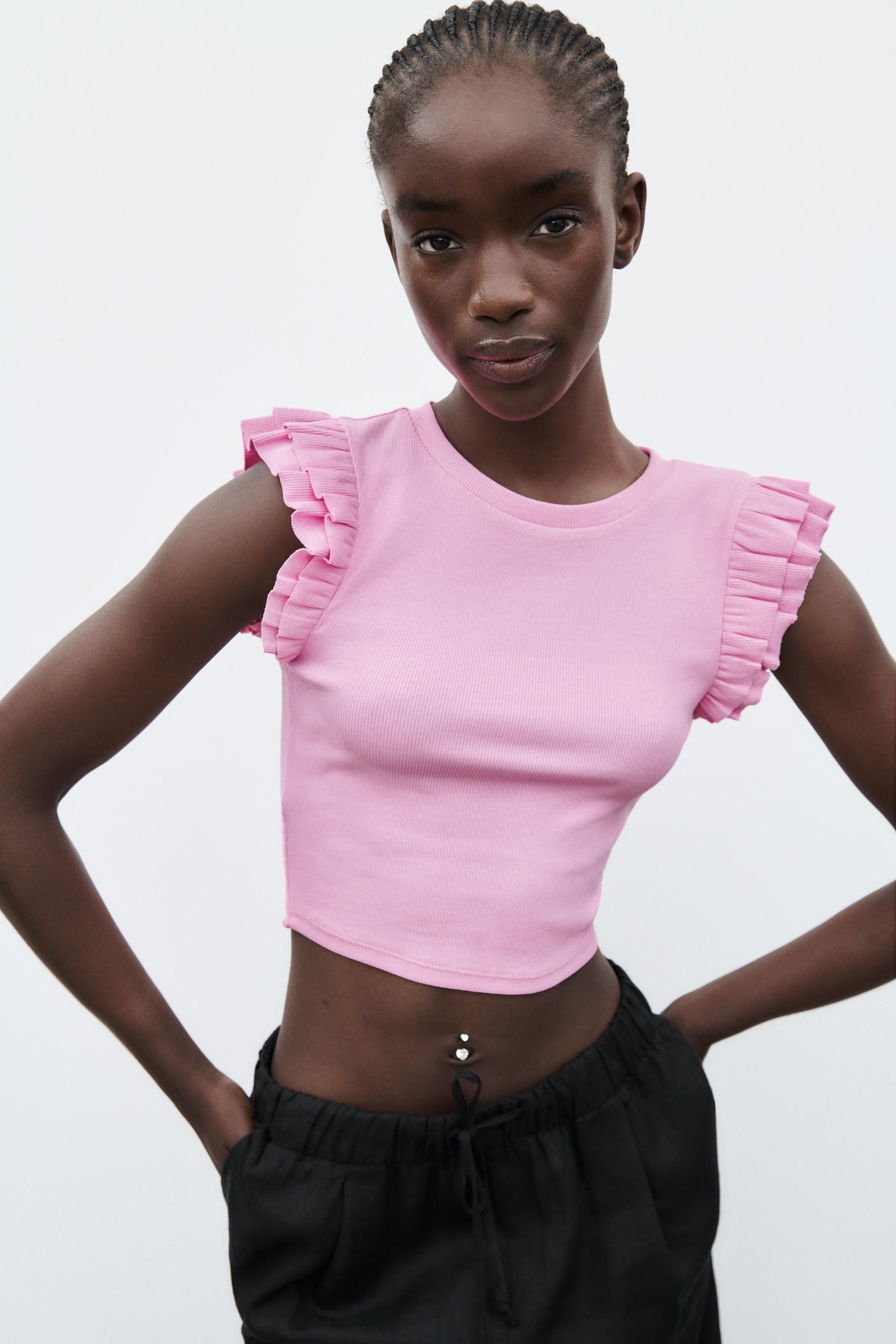 Zara ruffle shoulder top Clearance