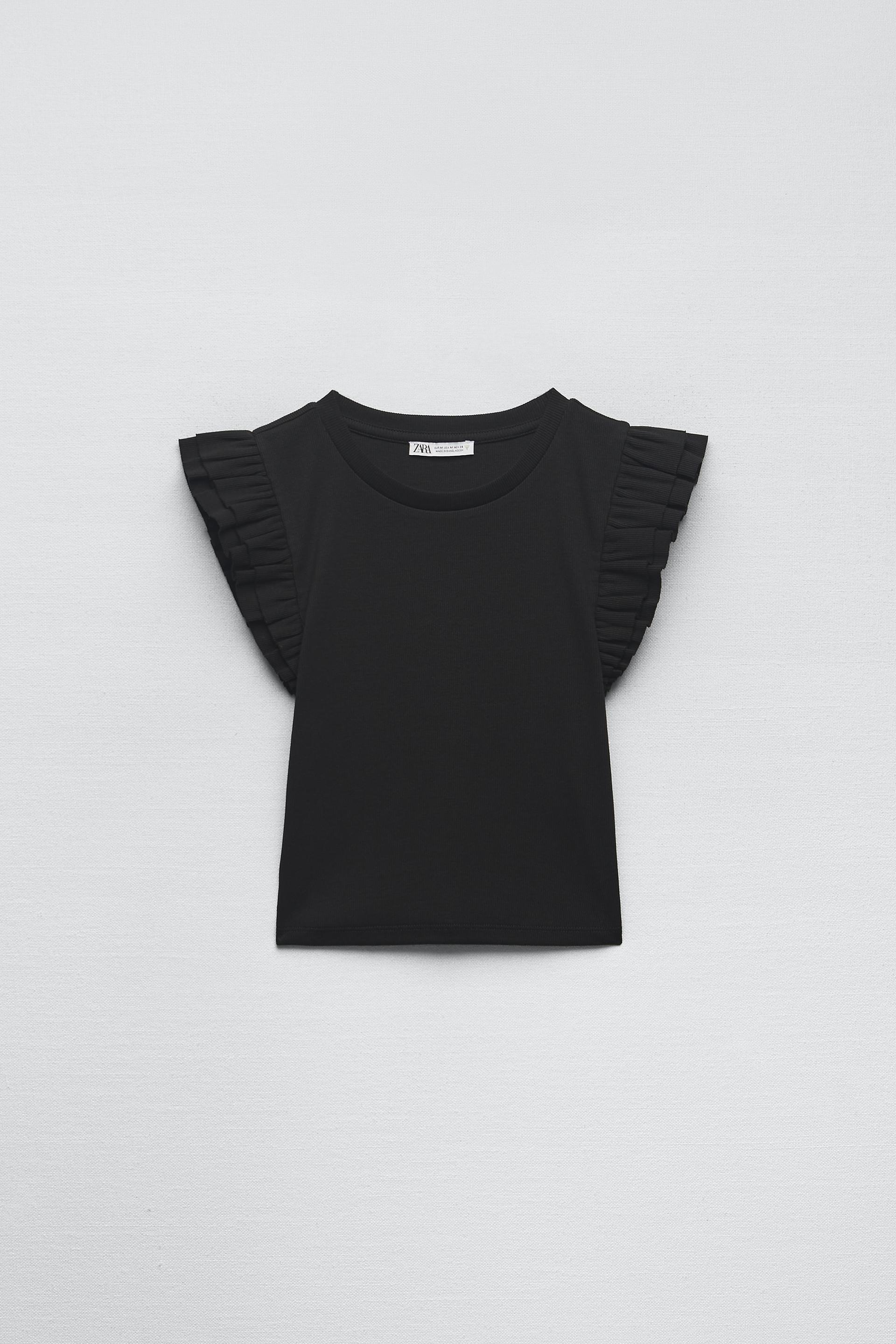 Zara black frill crop top Clearance