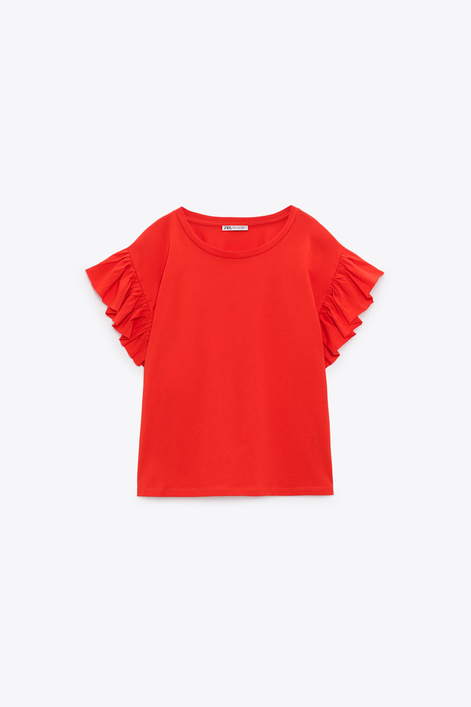 Zara red ruffle top Clearance