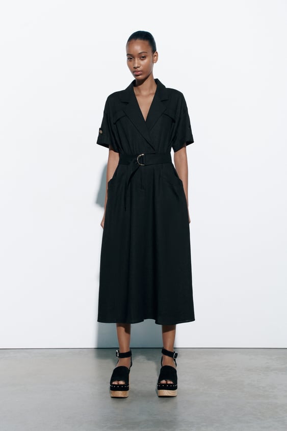 zara.com | Linen Blend Shirt Dress