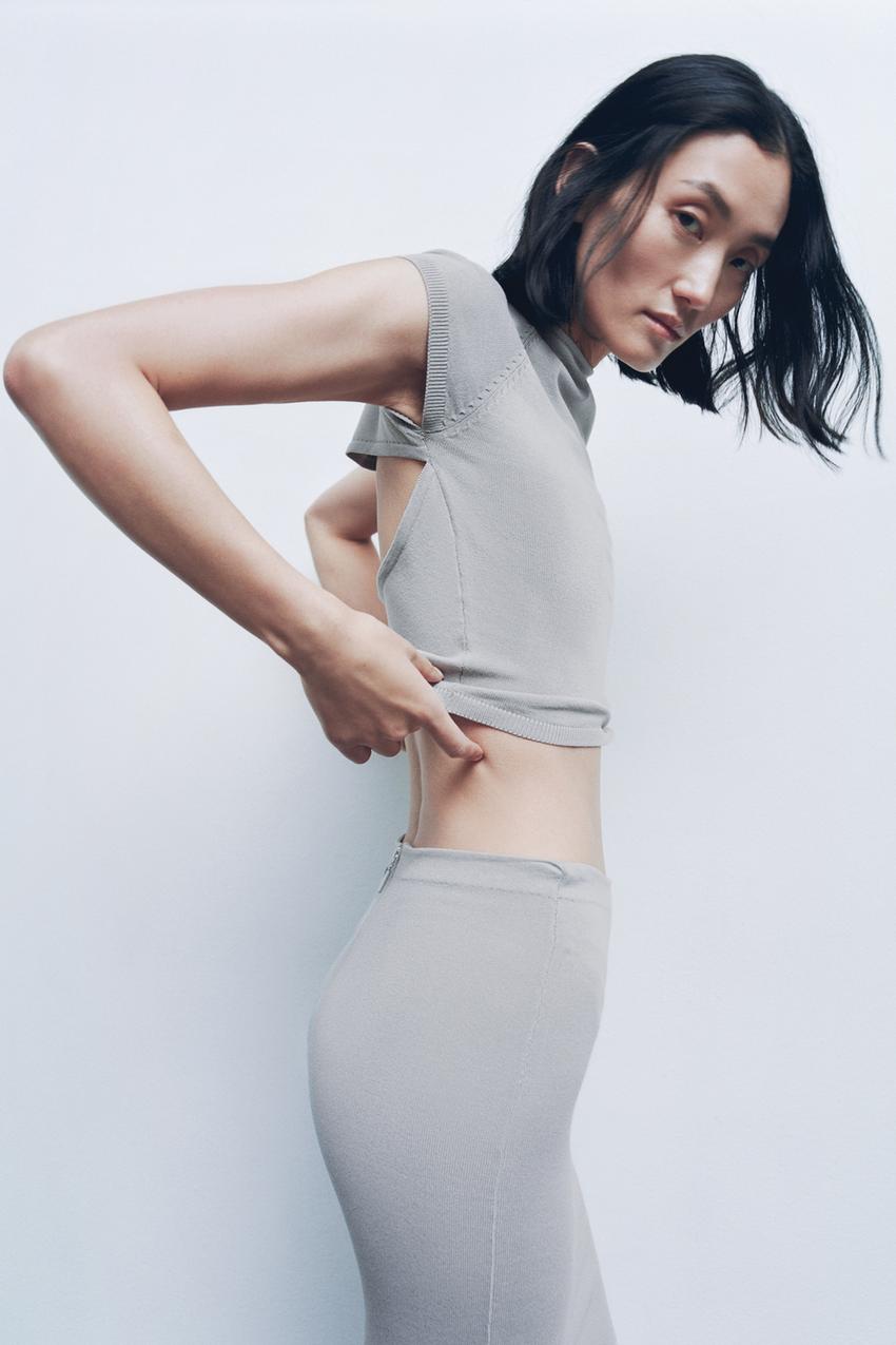 Zara grey knit top Clearance