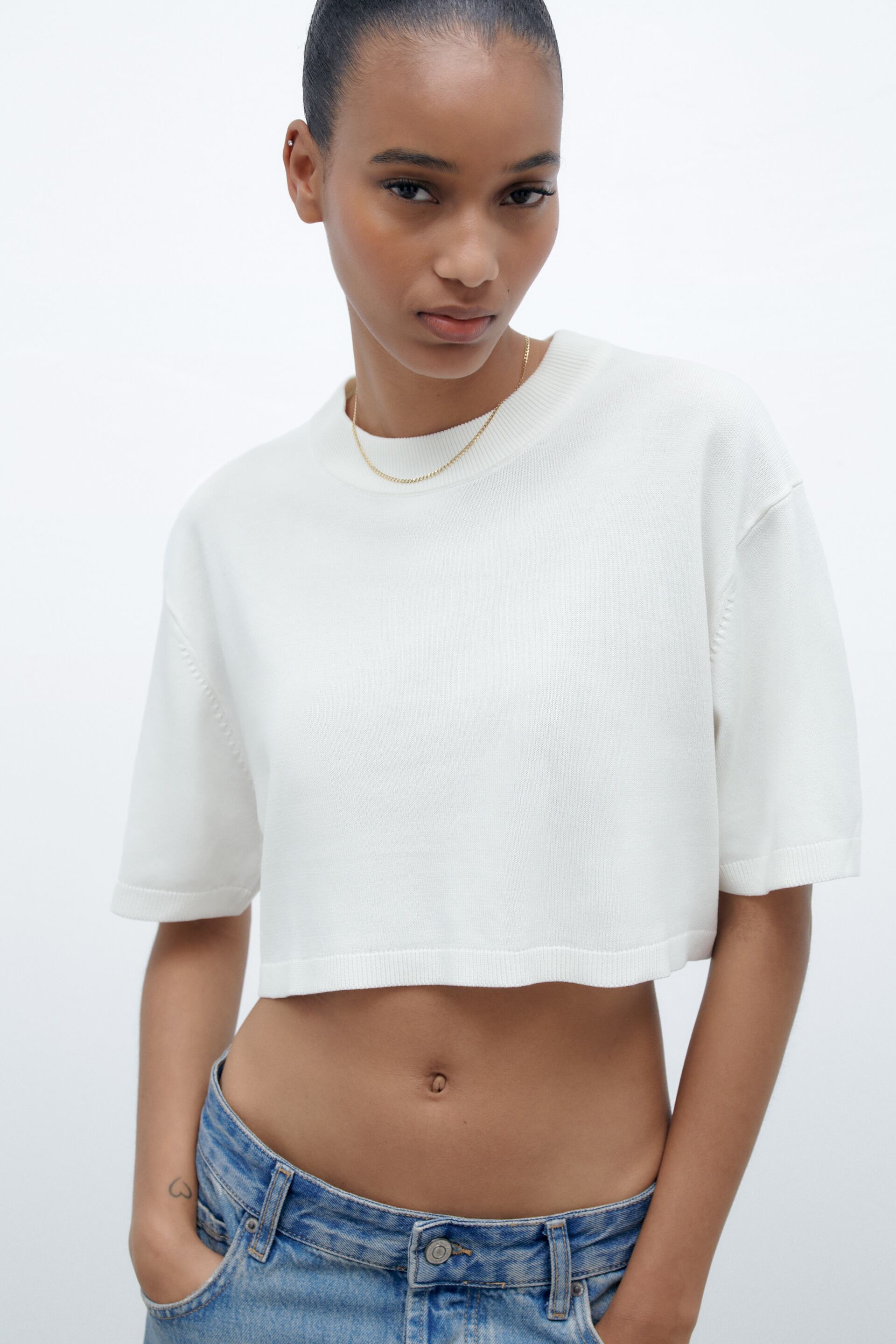 OVERSIZED TRICOT CROP TOP