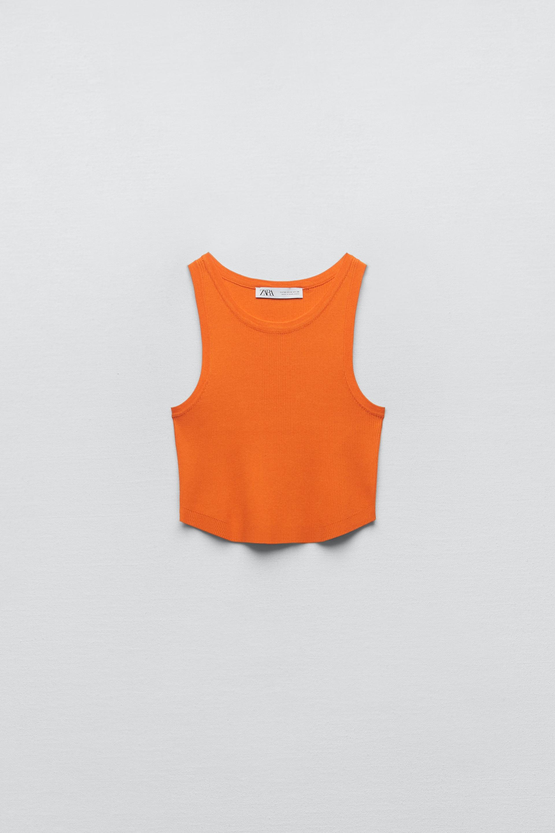 Zara crop top orange Clearance