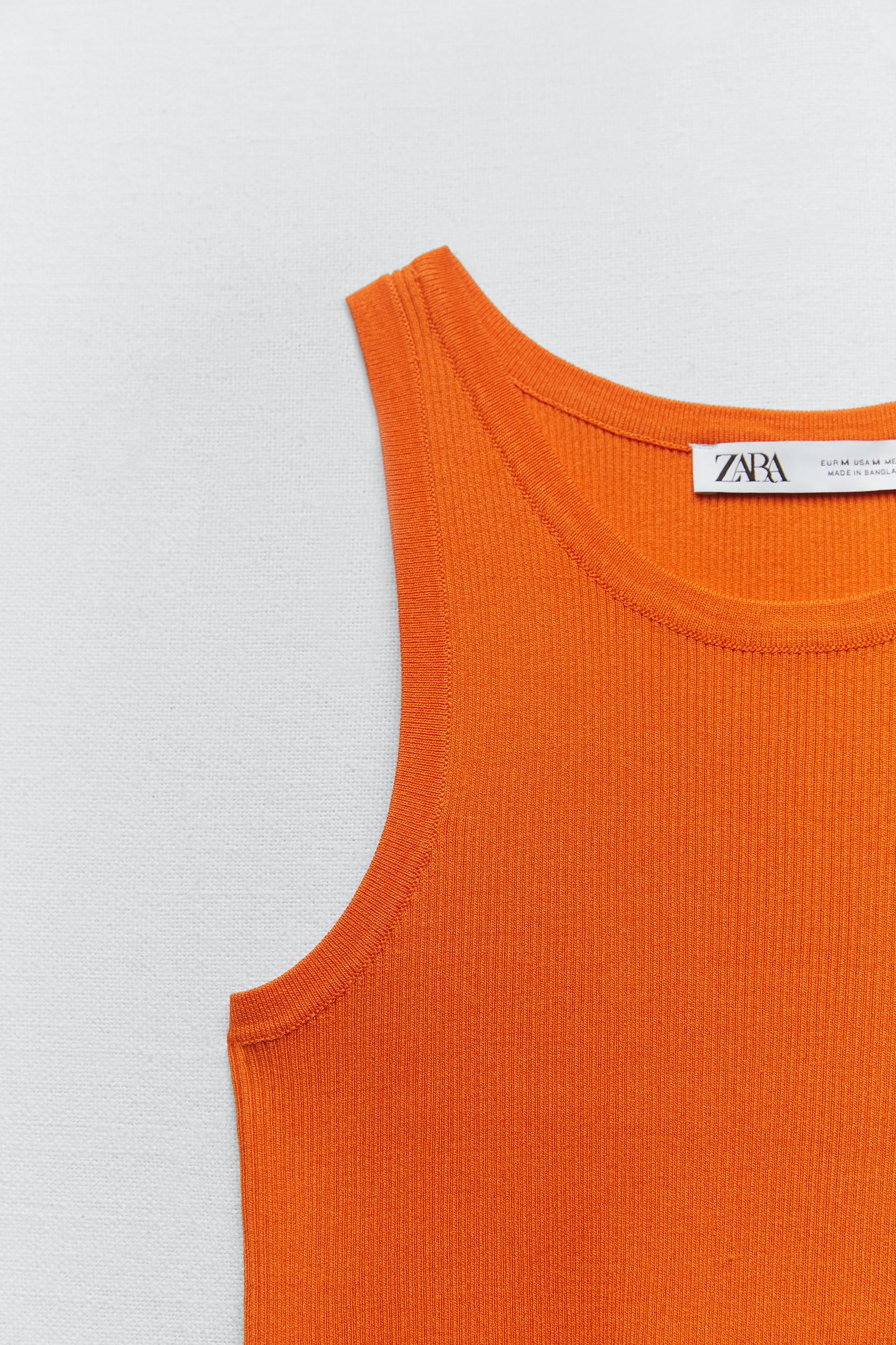 Zara orange knit crop top Clearance