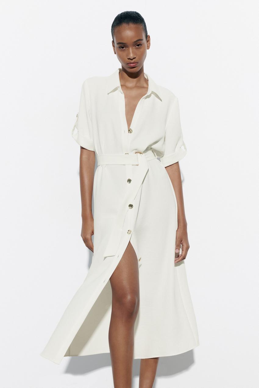 Zara white dress shirt dress Clearance