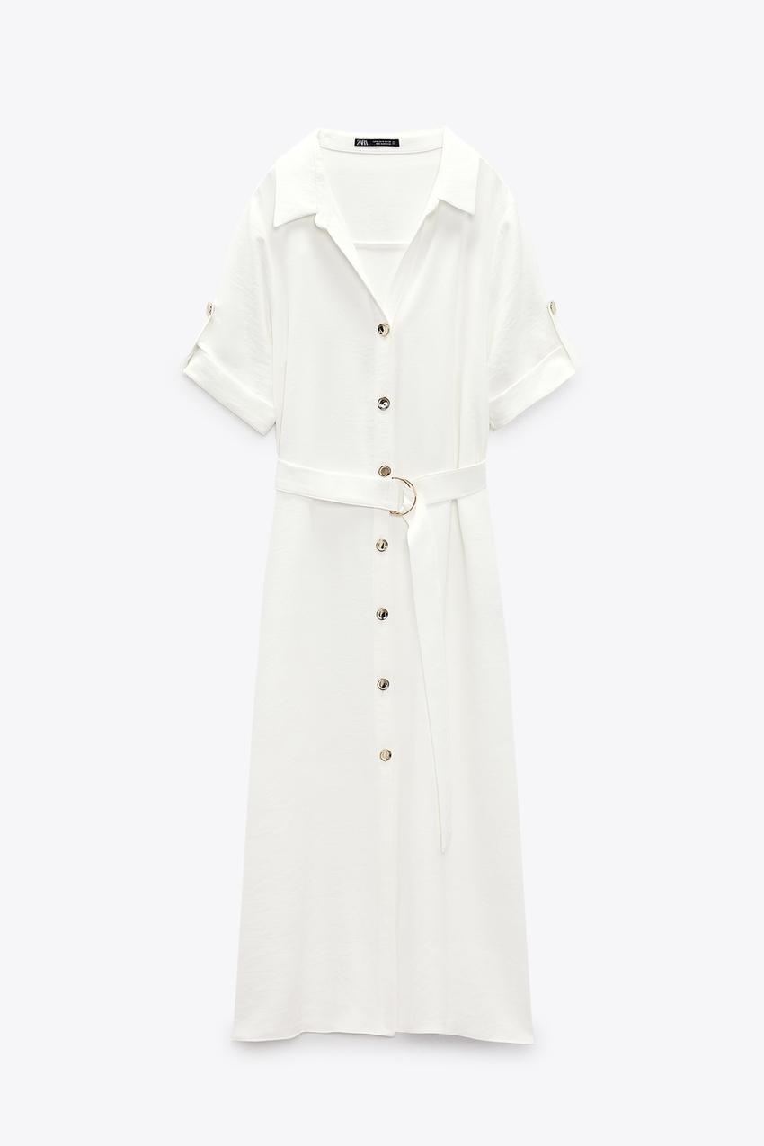 Zara white shirt dress with buttons Clearance