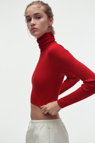 Jerseys Mujer Zara Camiseta Cuello Vuelto Zara Jersey Cuello Alto