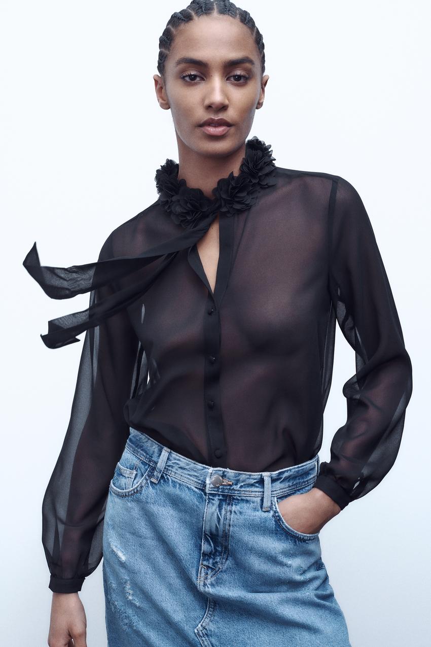 Zara semi sheer blouse Clearance