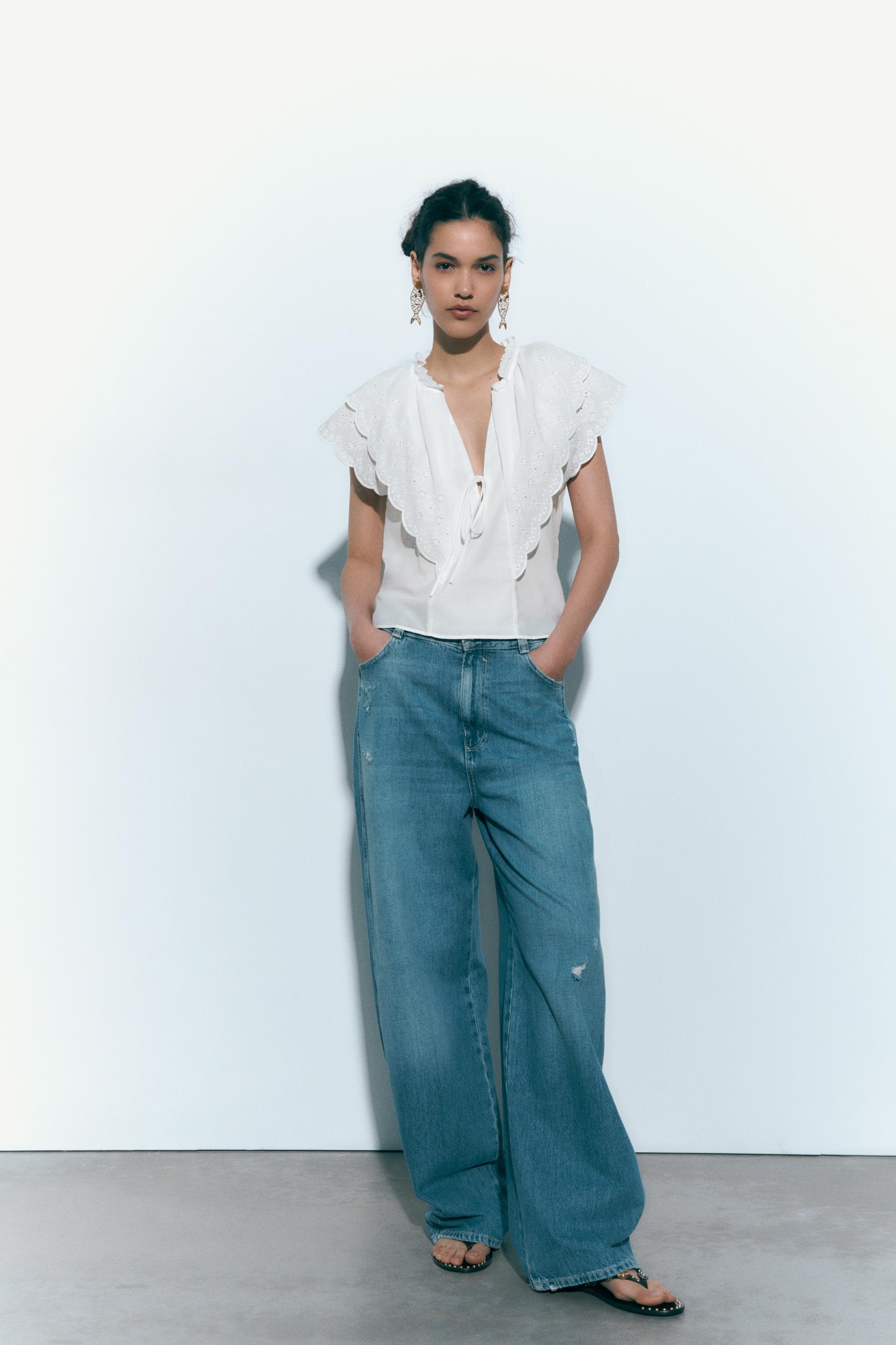 Zara cutwork embroidery top Clearance