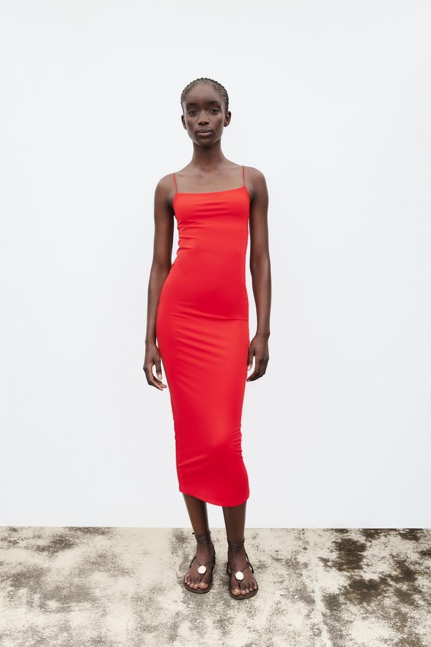 zara dresses red Viral @zara dresses. Lets try them on!, Red ones definitely look expensive., For the olive one, I said no what do you think?, 1. BLACK