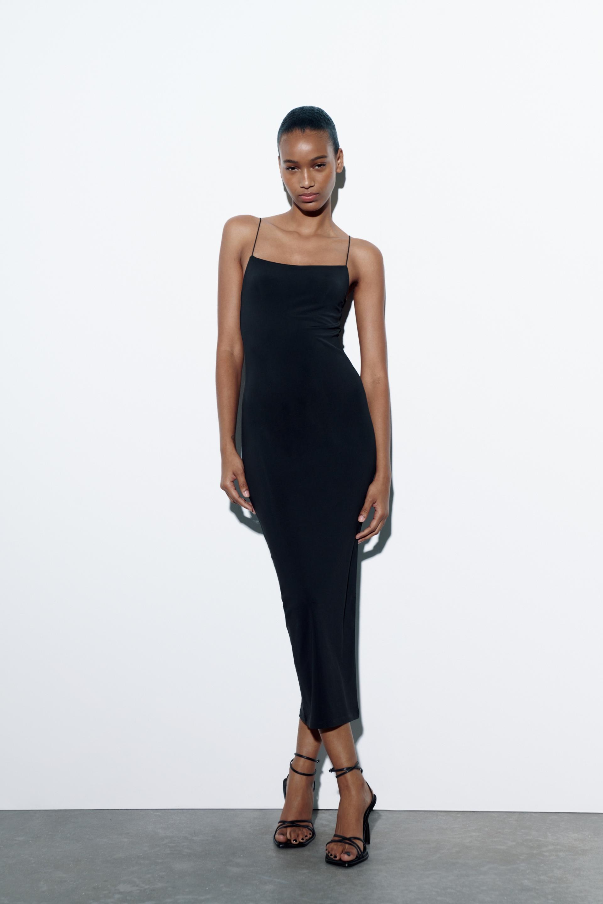Zara black bodycon midi dress Clearance