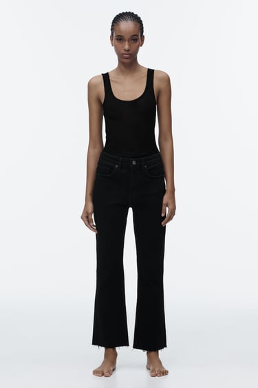 Image 0 of CROPPED FLARED TRF JEANS from Zara