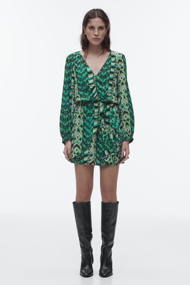 Image 0 of PRINTED SHORT DRESS from Zara