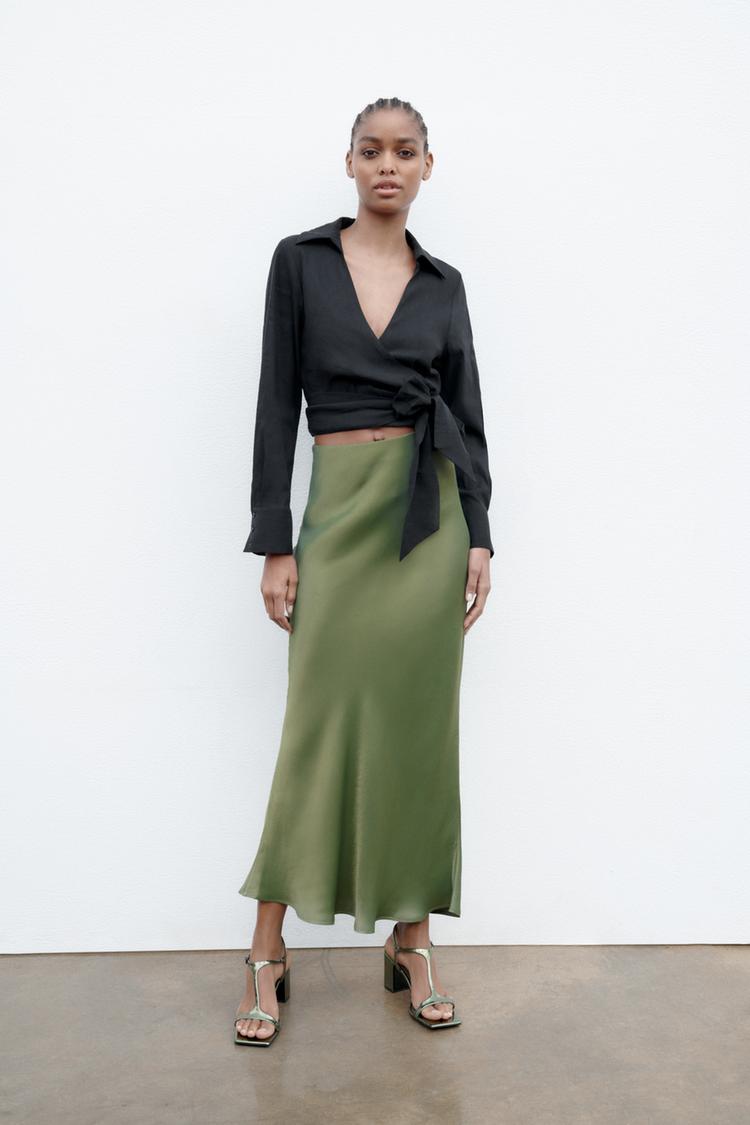 Zara silk green skirt Clearance