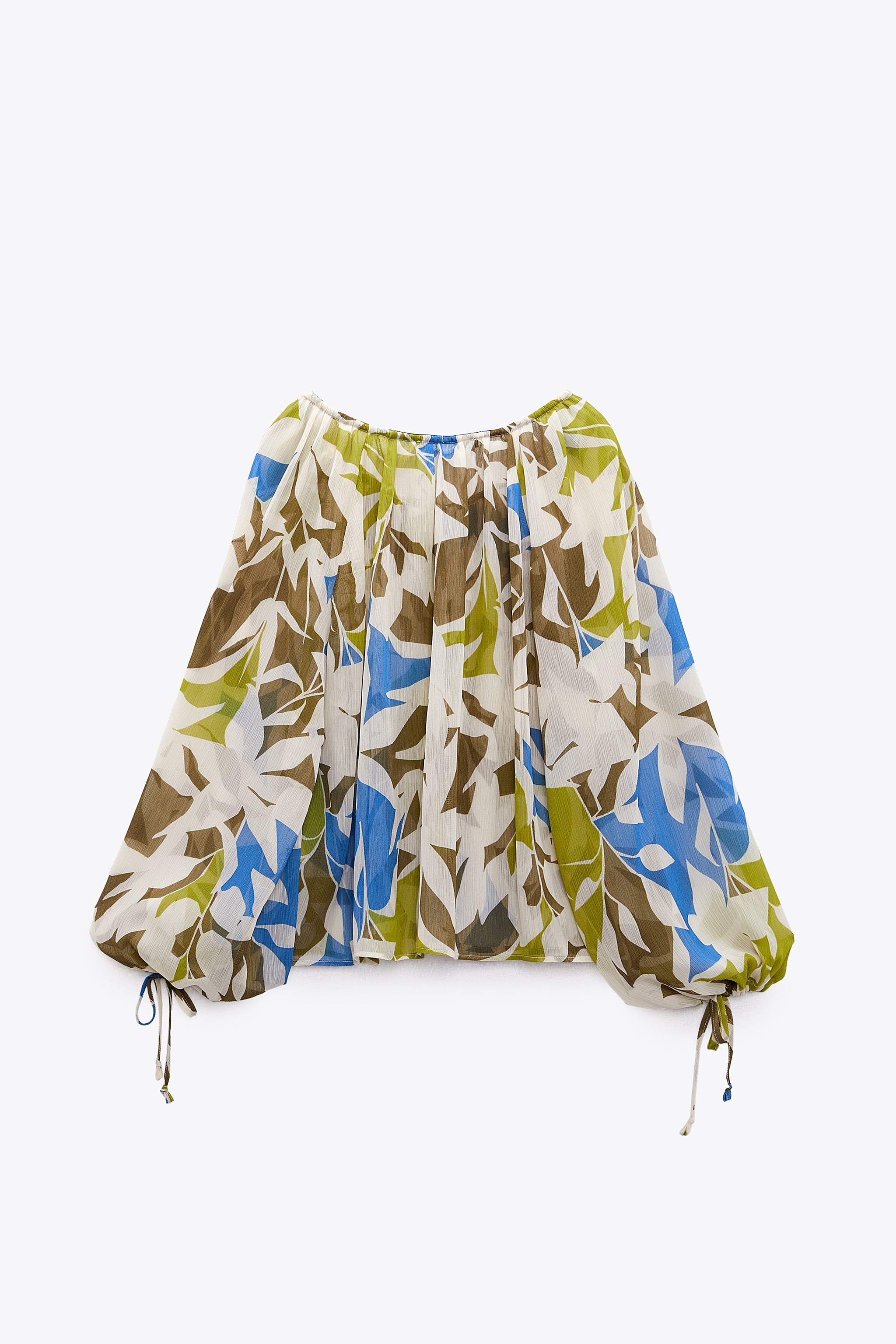 PRINTED BLOUSE WITH DRAWSTRING