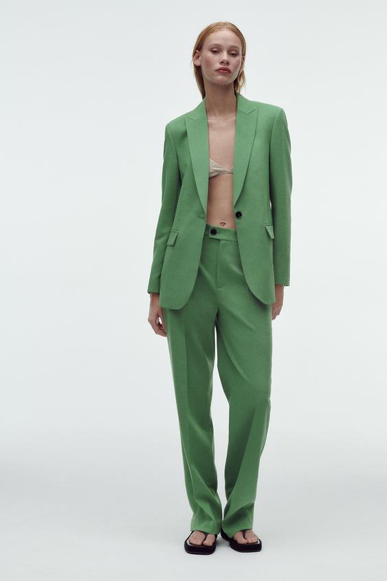 Green pant suit zara Clearance