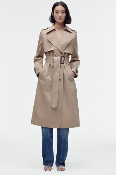 Image 0 of STRAPPY FITTED TRENCH from Zara
