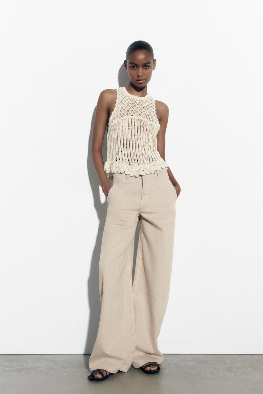 Zara pointelle knit top Clearance