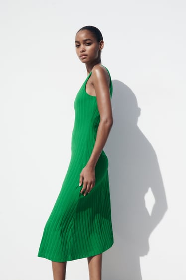 Image 0 of RIBBED DRESS WITH STRAPS from Zara