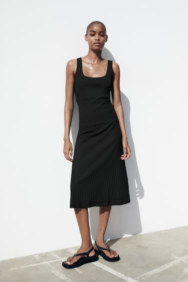 Image 0 of RIBBED DRESS WITH STRAPS from Zara