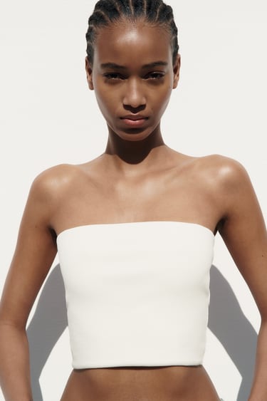 Image 0 of RIBBED BANDEAU TOP from Zara
