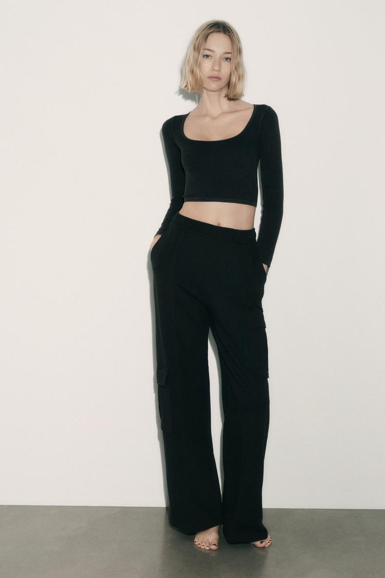 Zara plush jersey cargo trousers Clearance