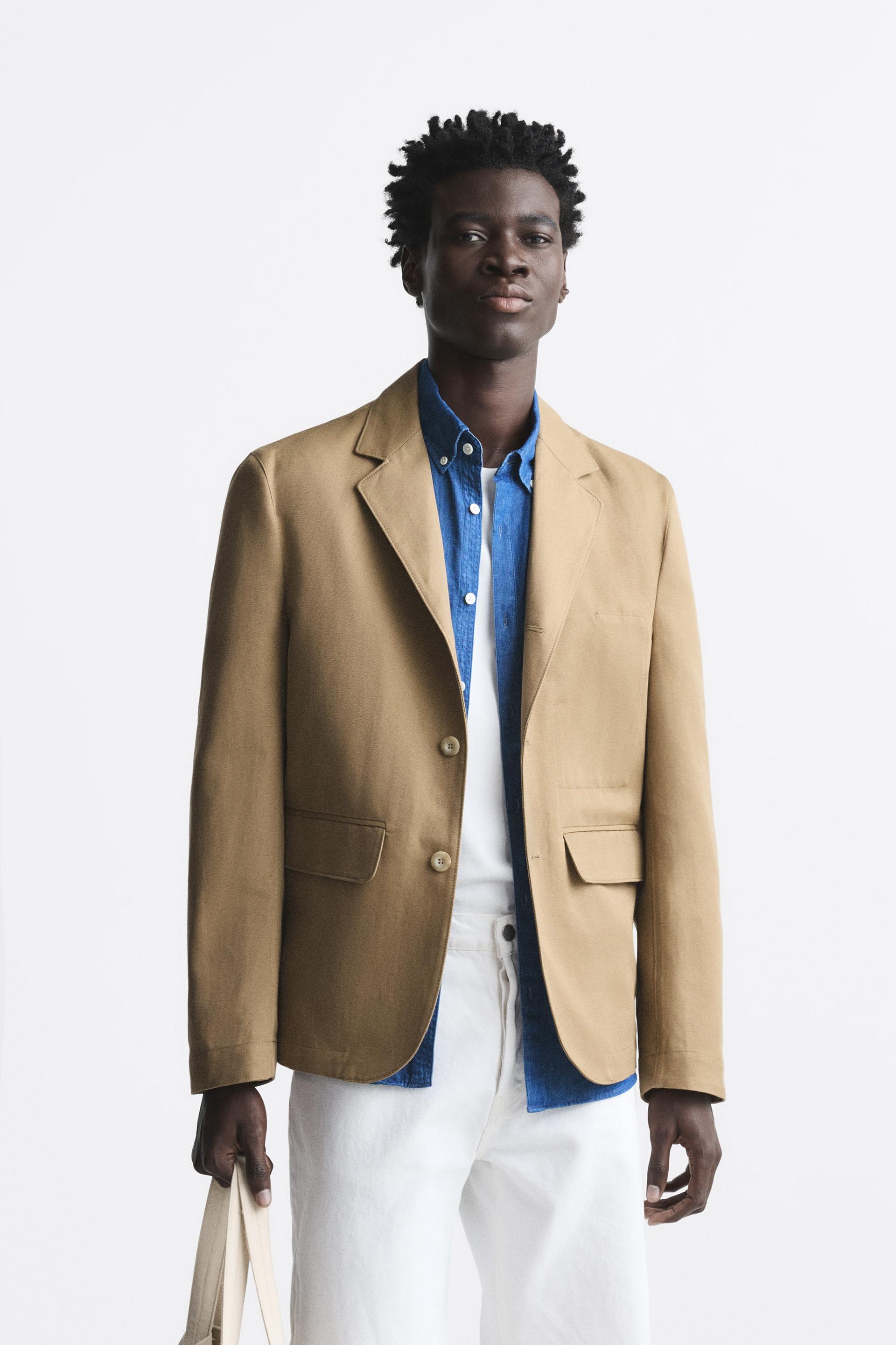 Zara linen jacket men's Clearance