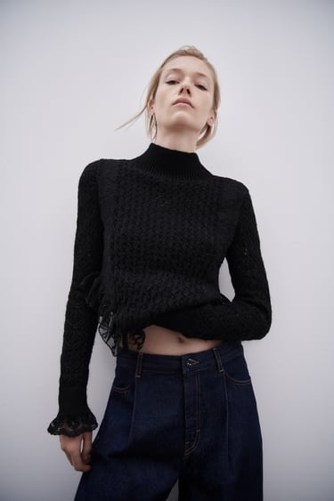 Image 0 of LACE KNIT SWEATER from Zara
